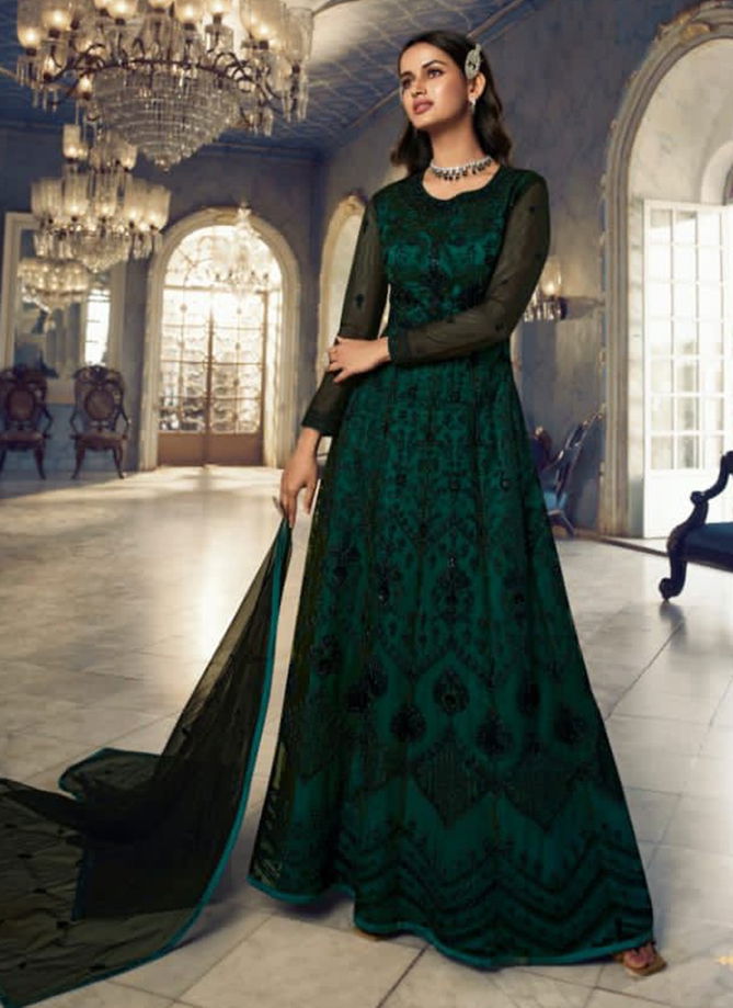 Swagat Voilet New Latest Designer Party Wear Butterfly Net Long Anarkali Suit Collection